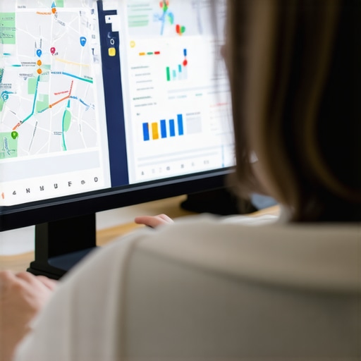 Analyzing Local SEO Data for Maps Optimization Person reviewing local SEO analytics on a laptop with maps and charts