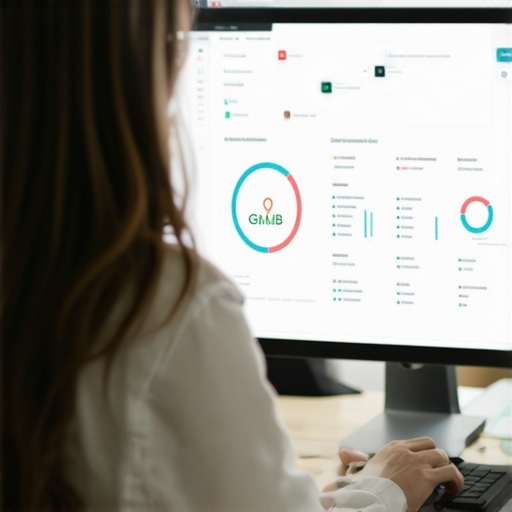 Analyzing Local SEO Data Person reviewing Google My Business analytics on a desktop