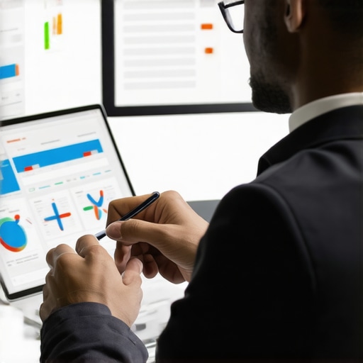 Business owner managing Google My Business profile with digital tools and analytics