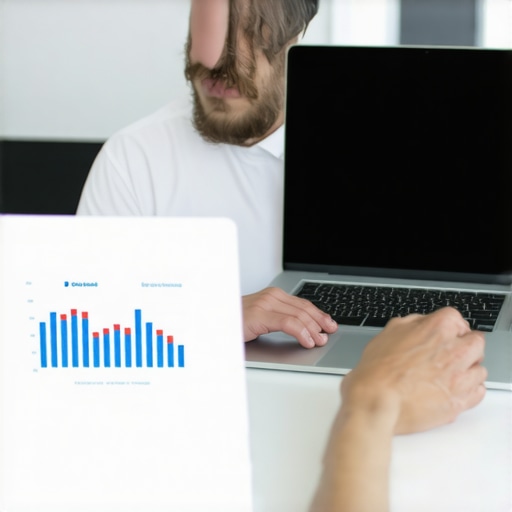 Analyzing GMB Insights for Local SEO Business owner reviewing Google My Business insights on a laptop with visual data charts