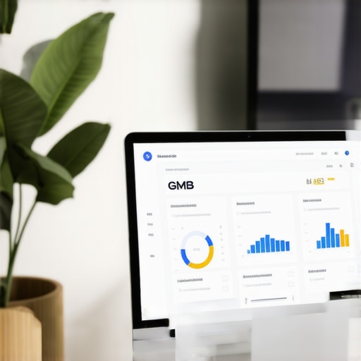 GMB Analytics Dashboard for Local SEO Computer screen showing GMB analytics dashboard with charts and data for local SEO
