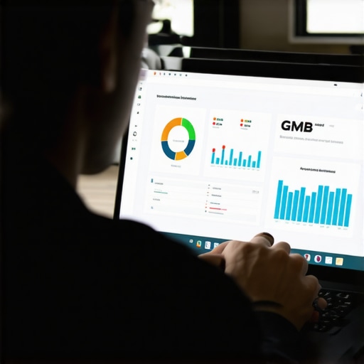 Person reviewing Google My Business analytics with charts and graphs