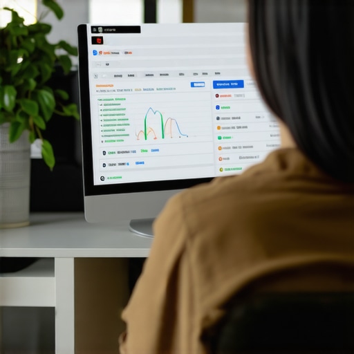 Person reviewing local SEO metrics using GMB tools on a laptop.