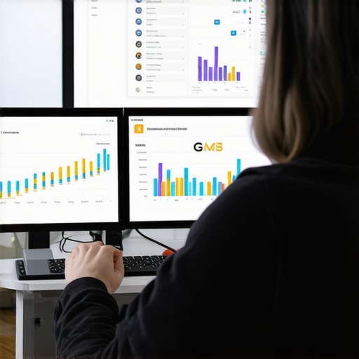 A person using SEO tools on a laptop to monitor local business rankings.