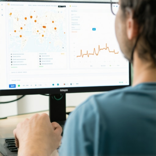 Person analyzing maps and SEO data on a computer for local business visibility