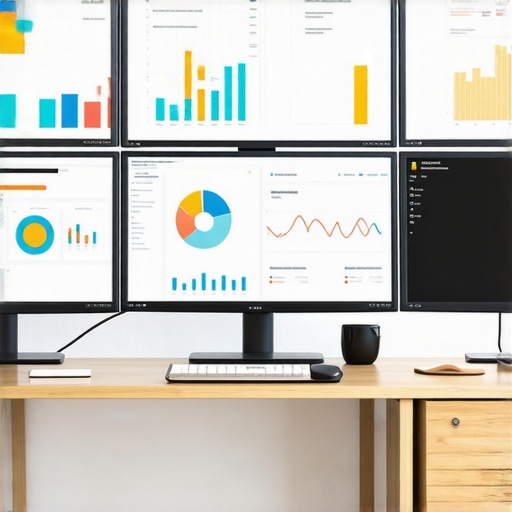 Monitoring Maps Visibility with Advanced Tools A workspace showing screens with SEO analytics and maps tracking software, emphasizing continuous GMB management.