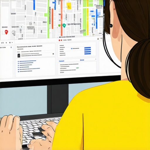 Analyzing Google Maps Rankings Person analyzing local SEO data on a computer with Google Maps insights
