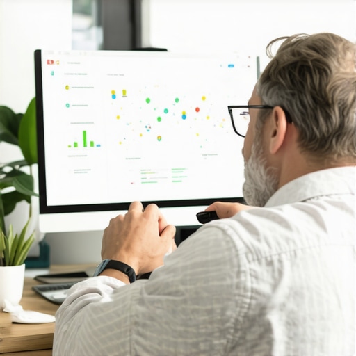 Analyzing Local Map Rankings with Advanced Tools Business owner reviewing local map visibility analytics with digital tools