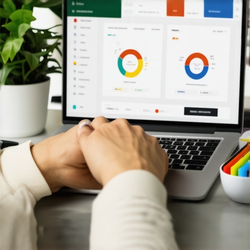 A person managing local SEO tools on a laptop for Google My Business optimization