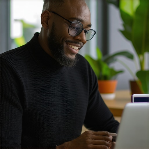 Business owner working on Google My Business profile to boost local search rankings
