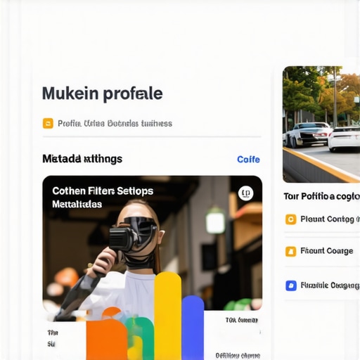 GMB dashboard showing filter settings and image metadata management