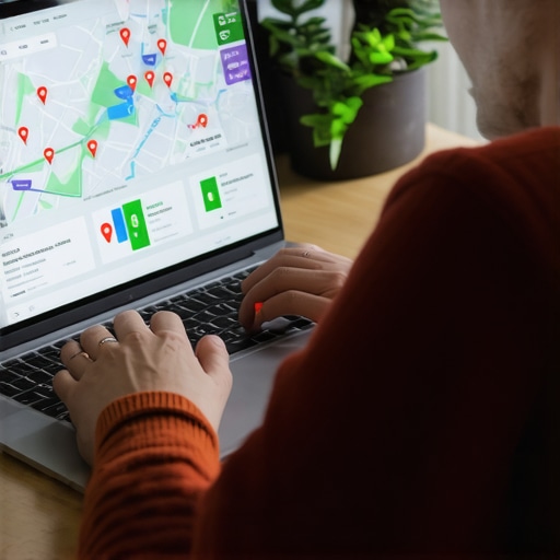 Using SEO tools for local maps management Person analyzing local maps data using SEO software on a laptop